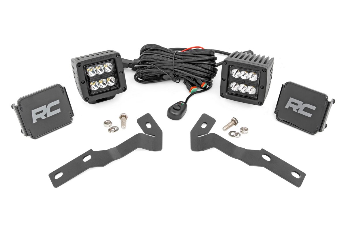 Toyota Tacoma LED Light Kit - Ditch Mount - Rough Country - Spot - Black - '16-'23